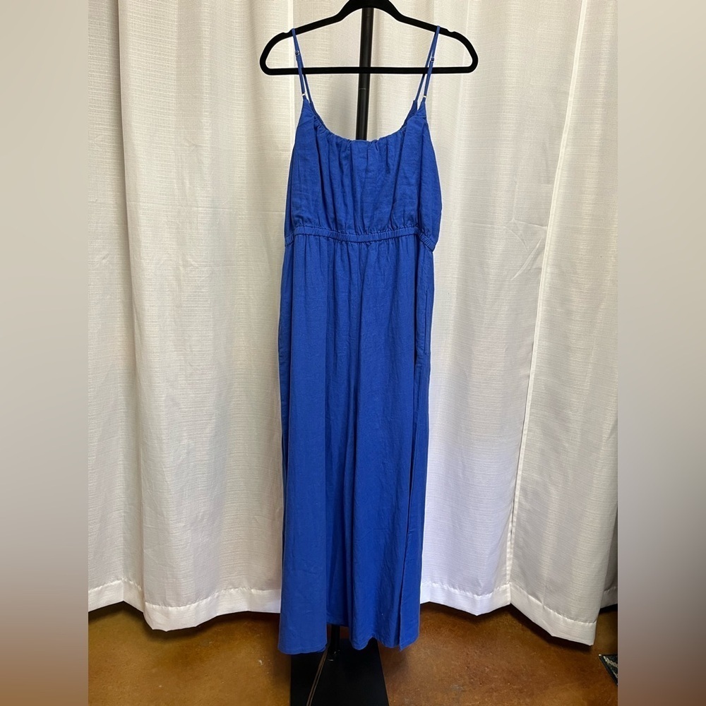 Haute Hippie  Blue Linen Blend Strappy Wide Leg Jumpsuit NWT | size large